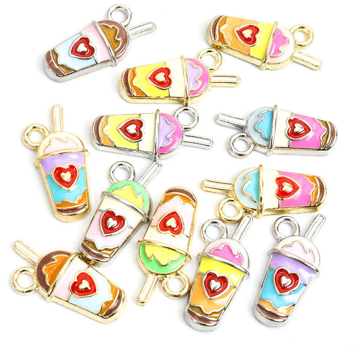 Enamel-Look Silver Gold Heart Alloy Charms in 14 Styles