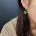 Silver Tone Green Teardrop Geometric Drop Earrings view 3