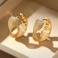 Gold Tone Textured Twist Hoop Earrings Polished Metal Jewelry view 1