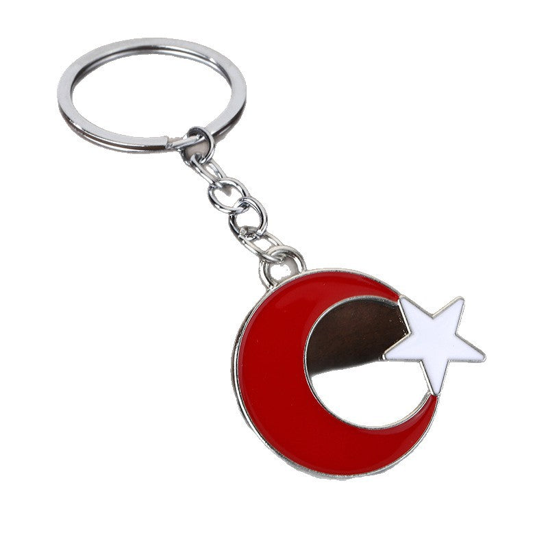Star and Moon Enamel Keychain Metal Bag Charm for Car Keys