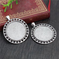 Openwork Diamond Border Round Pendant Settings in Two Finishes view 2