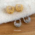 Filigree Flower Hoop Earrings - 2 Styles Polished Decorative Design view 2