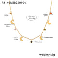 Gold Crescent Moon Multicolor Rhinestone Charm Necklace view 6