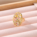 Gold Tone Oval Glitter Adjustable Rings in Seven Colors view 11