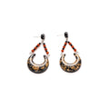 Black Gold Crescent Moon Orange Bead Dangle Earrings view 5