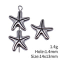 Five Point Starfish Metal Bead in Antique Silver Tone view 3