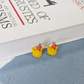 Yellow Duck Pumpkin Hat Fishhook Drop Earrings Pair view 6