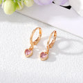 Gold Tone Small Faceted Crystal Heart Huggie Drop Earrings view 5