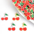 Red Cherry Enamel Charms in Gold Tone and Silver Tone view 1