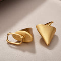 Brushed Triangular Drop Hoop Earrings In Two Finishes view 3