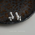 Silver-Tone Twisted Wave Stud Three Pearl Earrings view 2