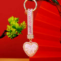 Full Crystal Heart Keychains with Jeweled Wrist Straps in Nine Colors view 9