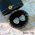 Silver Tone Double Heart Stud Earrings With Clear Stones view 5