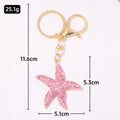 Rhinestone Starfish Keychain Gold Clasp Pink Clear Blue Styles view 3