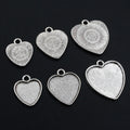 Heart Cabochon Pendant Trays in Silver and Antique Bronze view 3