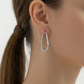 Textured U-Shaped Hoop Earrings Stainless Steel Metal view 4