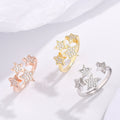 Open Adjustable Multi Star Pave Clear Stone Finger Ring Trio view 3