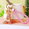 Crystal Eiffel Tower Keychains in Plain and Braided Loop Options view 3