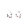 Silver Irregular Faceted Small Open C Hoop Earrings view 5