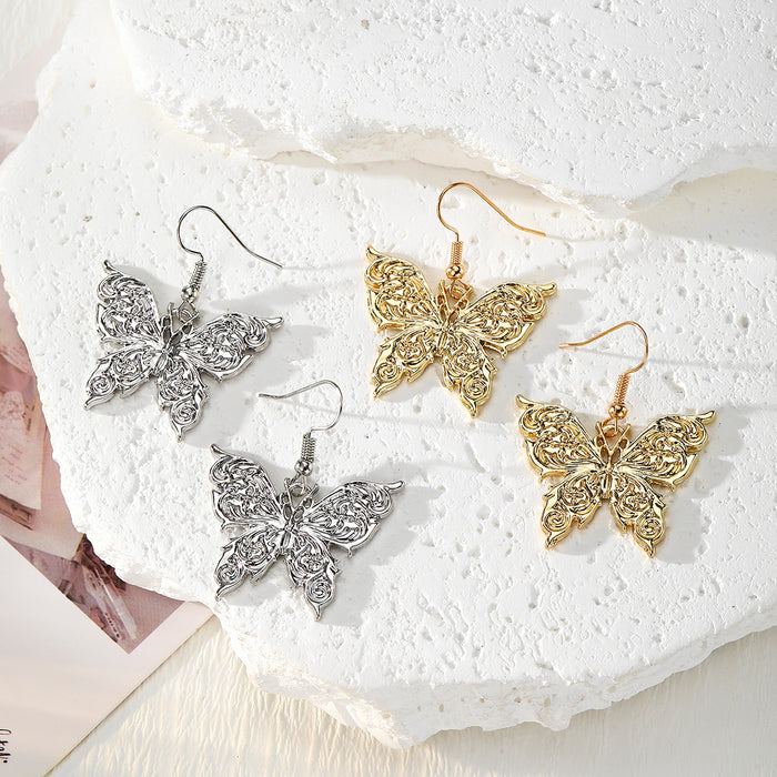 Filigree Butterfly Dangle Earrings Gold Silver Tone 2 Styles