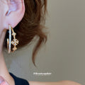 Silver Tone Crystal Star And Moon Double Hoop Earrings view 3
