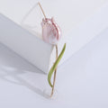 Slender Tulip Bud Brooch in Purple Pink or Yellow Enamel view 7