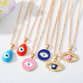 Gold Tone Colorful Lash and Teardrop Evil Eye Pendant Necklaces view 1