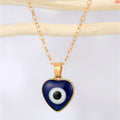 Gold Tone Heart Enamel Evil Eye Pendant Necklaces in Three Colors view 3