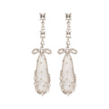 Clear Faceted Teardrop Earrings with Crystal Bow Tops view 5