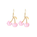 Double Cherry Gold Tone Hook Earrings in Three Colors view 5