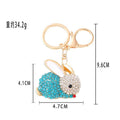 Rhinestone Bunny Rabbit Keychain Gold Clasp Five Colors view 2