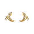 Gold Crescent Moon Star Crystal Earrings Stud and Clip view 5