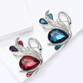Swan Brooch With Large Teardrop Crystal in Blue or Red view 4