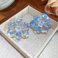 Crystal Flower Cluster Stud Earrings In Six Colorways view 9