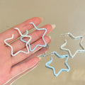 Painted Star and Round Hoop Earrings in Four Colors view 1