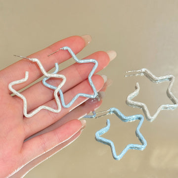 Painted Star and Round Hoop Earrings in Four Colors
