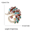 Jeweled Curled Peacock Brooch in Blue or Purple Crystal view 7