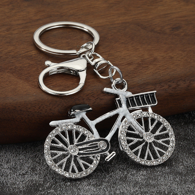 Rhinestone Bicycle Alloy Keychain Gift Pendant for Couples