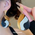 Layered Teardrop Statement Earrings in Neutral or Red Orange view 3