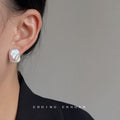 Irregular Lavender Rectangle Pearl Like Stud Earrings view 2
