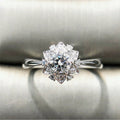 Silver Flower Halo Clear CZ Snowflake Style Ring Metal view 2
