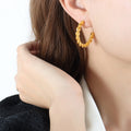 Twisted Rope Open C Hoop Earrings In Gold Or Steel view 7