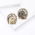 Enamel Horse Head Brooch in Gray or White Crystal Frame view 2