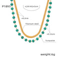 Double Layer Gold Necklace Turquoise Beads Snake Chain view 6