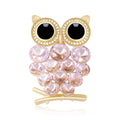 Large Eye Faceted Crystal Owl Brooch in Pink or Navy Blue view 1
