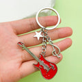 Music-Themed Metal Keychains With Guitar, Piano And Instrument Charms view 1