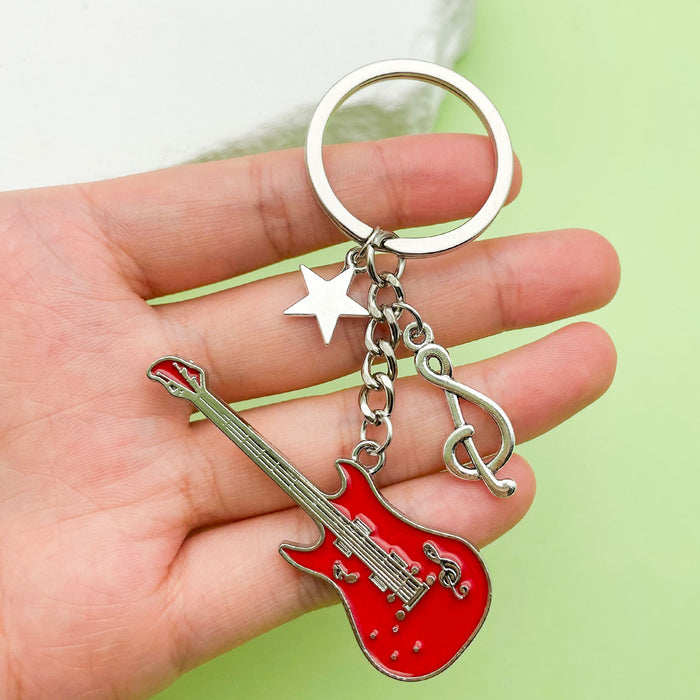 Music-Themed Metal Keychains With Guitar, Piano And Instrument Charms