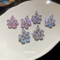 Crystal Flower Double Sided Earrings in White Purple and Pink view 2