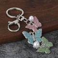 Triple Butterfly Rhinestone and Faux Pearl Keychains in Ten Styles view 10