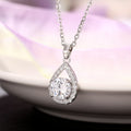 Silver Teardrop Open Frame CZ Halo Pendant Necklace view 4